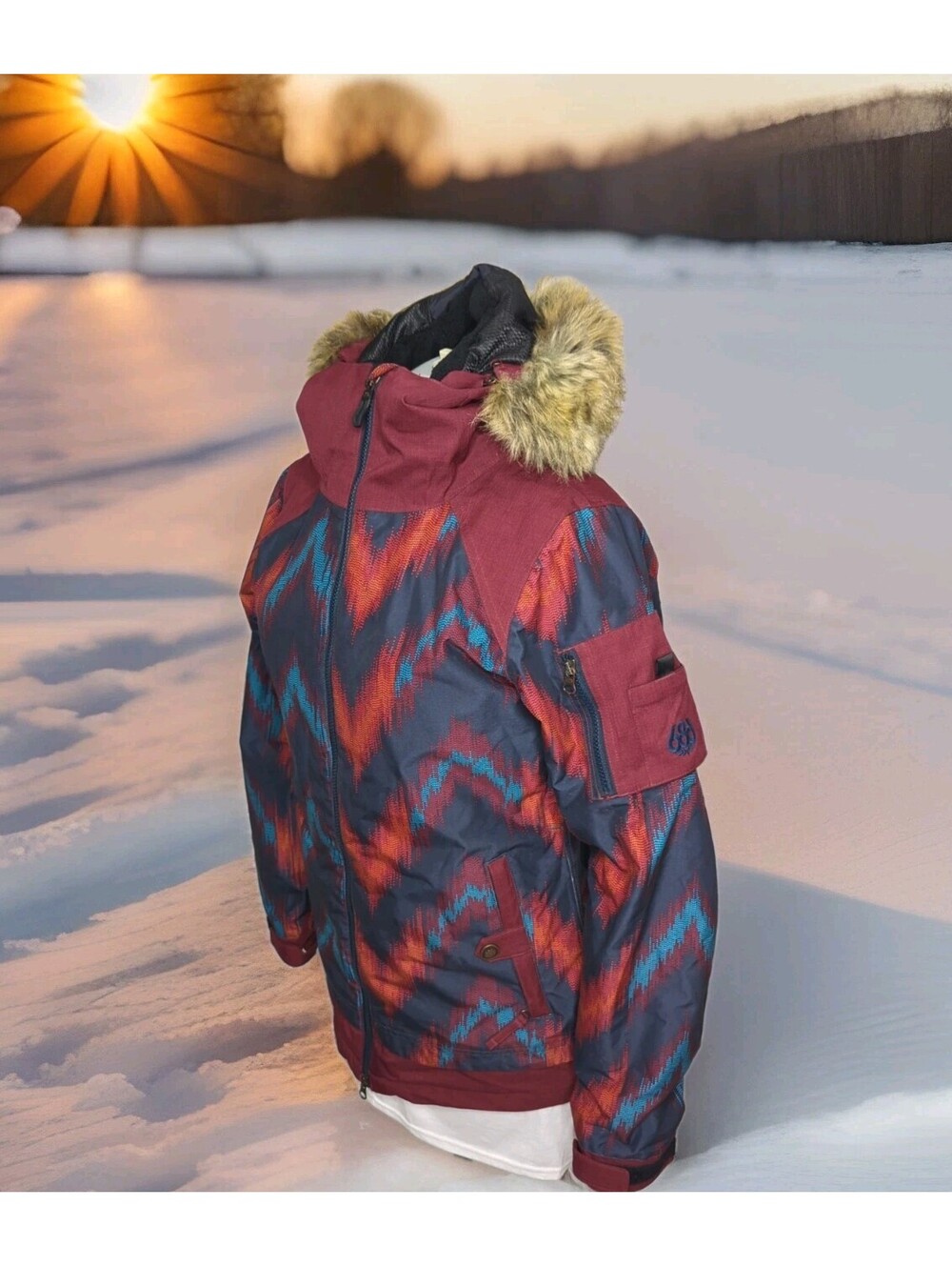 686 Authentic Aerial Ski Jacket Infidry Women Medium Aztec Thermal Snowboard Fur - Picture 3 of 13